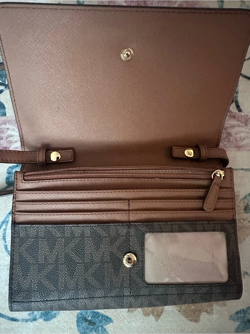 EUC- Michael Kors Brown MK Logo Crossbody Bag with Gold Hardware